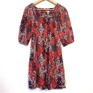 Japanese Dress Black Floral Cotton Lightweight Mini Size 6 Made In India